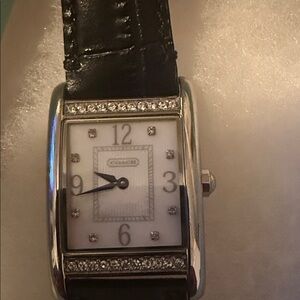 Coach Black and Silver Rectangular Watch